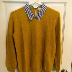 Women’s J Crew sweater with stripe collar size m